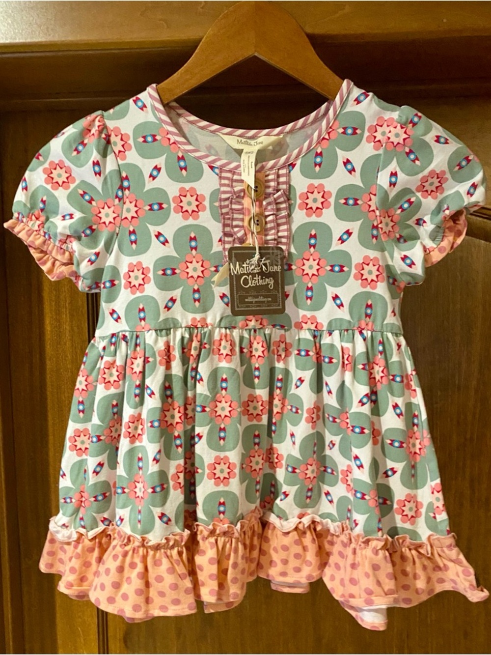 NWT Matilda Jane Girls Floral Geometric Print Top